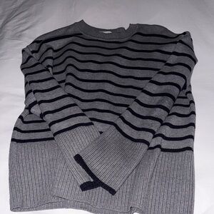 Zara Gray and Black Striped Women's Sweater